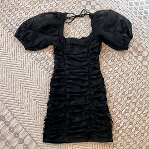 LPA Black Heart Puff Sleeve Mink Dress - XS